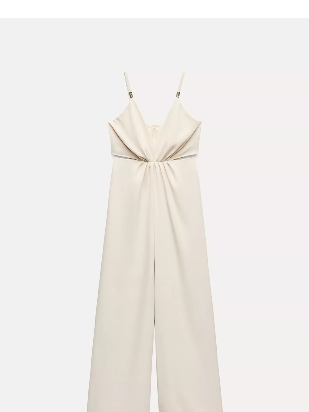 Zara Cream Twist-Front Wide-Leg Jumpsuit